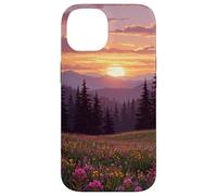 Mountain Wildflower Meadow Forest at Sunset Case for iPhone 14