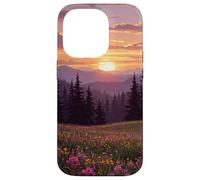 Mountain Wildflower Meadow Forest at Sunset Case for iPhone 14 Pro