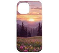 Mountain Wildflower Meadow Forest at Sunset Case for iPhone 15