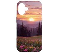 Mountain Wildflower Meadow Forest at Sunset Case for iPhone 16