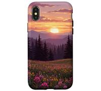 Mountain Wildflower Meadow Forest at Sunset Case for iPhone X/XS