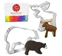 Mountain Wildlife Cookie Cutters 2-Pc. Set Made in USA by Ann Clark, Grizzly Bear and Moose