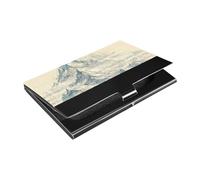 Mountain with White Sheet Music Score Beige Ultra-thin business card holder pocket with Leather and Stainless Steel credit cards holder for Protects Your Cards