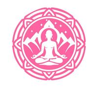 Mountain Yoga Symbol Wall Decals Paster Paper 67.2x67.5cm Glass Stickers Pink