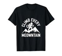 Mountaineering Cat Climb Every Meowntain Value Graphic T-Shirt, Men, Black, XL