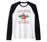 Mountaineers Life is Better Around The Campfire Camping Raglan Baseball Tee