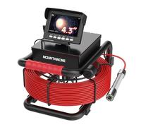 MOUNTAINONE 4.3" Sewer Inspection Camera with DVR, Drain Camera Snake IP68 Waterproof Pipe Endoscope Inspection, Drainage Cameras with 12 LED Lights for Plumber, 16GB