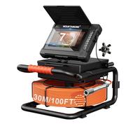 MOUNTAINONE Sewer Camera, 7'' IPS Monitor Drain Inspection Camera with Meter Markers, HD Pipe Industrial Endoscope with DVR Recorder & Audio, Drainage Endoscope with 12 LED Lights, 32GB Card