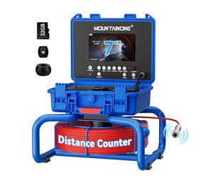 MOUNTAINONE Upgraded Sewer Camera with 18mm HD 1080P Cameras, Drain Inspection Camera with Distance Counter & 512Hz Transmitter, 7" IPS Monitor Pipe Industrial Endoscope with DVR Recorder, 32GB
