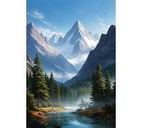 Mountains 1200 Piece Jigsaw Puzzles for Adults, Colourful, Challenging & Brainteasing Adult puzzles 1200 Pieces Streams Trees, Fun jigsaws for The Whole Family 30x20 inch
