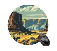 Mountains and Deserts Round Mouse Pad Funny Mousepad with Non-Slip Rubber Base Waterproof Office Mouse Pad Premium Textured for Laptop Computer