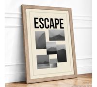 Mountains and Escape Minimalist Framed Wall Art Print A2 Oak