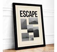Mountains and Escape Minimalist Framed Wall Art Print A3 (42×29.7cm) Black, Wall Decor for Living Room, Bedroom, Office & Home, Ready to Hang, Art Gift