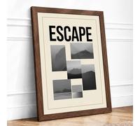Mountains and Escape Minimalist Framed Wall Art Print A3 (42×29.7cm) Walnut, Wall Decor for Living Room, Bedroom, Office & Home, Ready to Hang, Art Gift