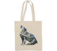 Mountains And Forest Form A Wolf Shape Natural Cotton Tote Bag White
