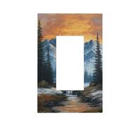 Mountains and Forests with A Sunset Light Switch Wall Plate Faceplate Cover Single Rocker 1 Gang Decorator Outlet Receptacle Covers for Home Kitchen Room Bathroom Decor