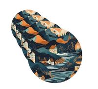 Mountains And Houses Car Air Fresheners 4 Pcs Funny Hanging Car Air Fresheners Cute Long Lasting Scented Mirror Hanging Decoration Ornaments Gift For Men Women Round Shape
