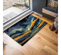 Mountains And Lakes Door Mats Indoor, 50 x 80 cm Washable Inside Door Mat, Abstract Style Low Profile Non-slip Doormats, Super Absorbent Entrance Rug for Front Back Door Floor - Blue