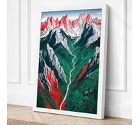 Mountains and Red Passage Canvas Wall Art Print 24x16 Inch