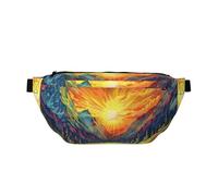 Mountains and River at Sunset Bumbags Fanny Packs for Running Hiking, Chest Bag Outdoor Sport Hiking Waistpack for Women Men