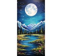 Mountains and Rivers Diamond Art Kits Adults, DIY 5D Large Diamond Painting Starry Sky Full Square Drill Crystal Art Kits 35.4x70.9 Inch, Embroidery Cross Stitch Canvas for Home Wall Decor (SQ990)