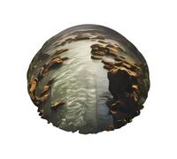 mountains and rivers Double layer women's shower cap, reusable, large size design suitable for all hair lengths, suitable for girls, spa and home salon use.