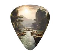 mountains and rivers Printed pick set - 12 pieces, thin, medium and thick guitar picks, suitable for guitar, bass, electric guitar and ukulele