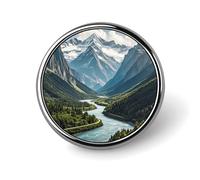 Mountains And Rivers Round Badge Personalized Metal Lapel Pin Badges Fit Clothing Bags Hat Humorous Printed Brooch Badge Party Decorations Accessories for Men Women