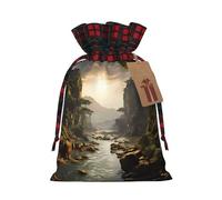 mountains and rivers Two Color Drawstring Gift Bag S Beautiful Convenient Suitable For Christmas Birthdays