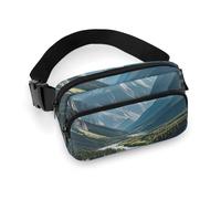 Mountains And Rivers Waist Bag Fashion Fanny Bag with Adjustable Strap for Outdoor Workout Cycling Unisex, white, 20x13cm, Waist Bag
