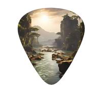 mountains and riversGuitar Picks, 12-Piece Pattern Set, Three Different Thicknesses for Acoustic Electric Guitar and Other Instruments