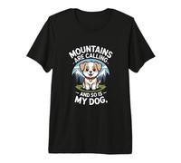 Mountains are Calling and So is My Dog Retro Adventure Premium T-Shirt