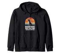 Mountains Are Calling And So Is My Dog Retro Adventure Zip Hoodie