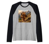 Mountains are Calling Bear Hiking Funny Hiker Adventure Raglan Baseball Tee