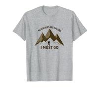 Mountains are Calling I Must Go - Adventurer's Creed T-Shirt, Men, Heather Grey, 3XL