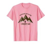 Mountains are Calling I Must Go - Adventurer's Creed T-Shirt, Men, Pink, 3XL