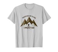 Mountains are Calling I Must Go - Adventurer's Creed T-Shirt, Men, Silver, L