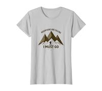 Mountains are Calling I Must Go - Adventurer's Creed T-Shirt, Women, Silver, L