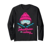 Mountains Are Calling Ski Goggles Skier Apres Ski Ladies Long Sleeve T-Shirt
