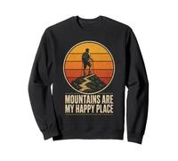 Mountains Are My Happy Place Hiking Hiker Gift Retro Vintage Sweatshirt