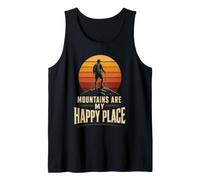 Mountains are My Happy Place Hiking Hiker Gift Retro Vintage Tank Top