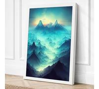 Mountains at Dawn Minimalist Canvas Wall Art Print 30x20 Inch