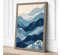 Mountains at Dusk Minimalist Canvas Wall Art Print 18x12 Inch