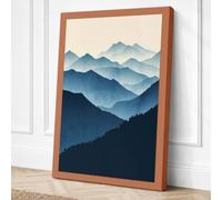 Mountains at Dusk Minimalist Canvas Wall Art Print 24x16 Inch