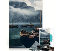 Mountains at Lake Boats for Adults 1000 Piece Jigsaw Puzzle Thought Toy Anxiety Relief Precise Edge Thoughtful Gift (50x75cm)
