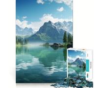 Mountains at Lake Nature Hard Jigsaw Puzzle for Adults 1000 Pieces Think Toy Peaceful Fun Clean Cut Fine Art Piece (38x52cm)