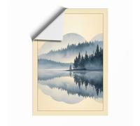 Mountains at Misty Dawn Scandinavian Unframed Wall Art Print A3 (42×29.7cm), Wall Decor for Living Room, Bedroom, Office & Home, Art Gift