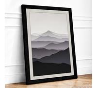 Mountains at Stillness Minimalist Framed Wall Art Print A1 (84.1×59.4cm) Black, Wall Decor for Living Room, Bedroom, Office & Home, Ready to Hang, Art Gift