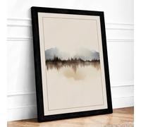Mountains at Stillness Scandinavian Framed Wall Art Print A3 (42×29.7cm) Black, Wall Decor for Living Room, Bedroom, Office & Home, Ready to Hang, Art Gift
