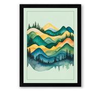 Mountains at Sunrise Boho Framed Wall Art Print A4 (29.7×21cm) Black, Wall Decor for Living Room, Bedroom, Office & Home, Ready to Hang, Art Gift